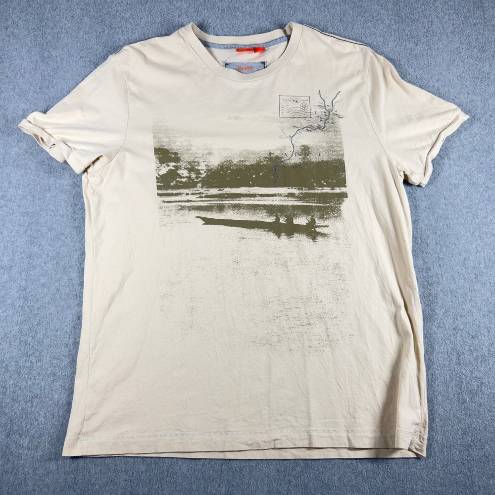 BOSS HUGO BOSS T Shirt Men's XXL 2XL 'Cen' Orange Tag‎ Tee